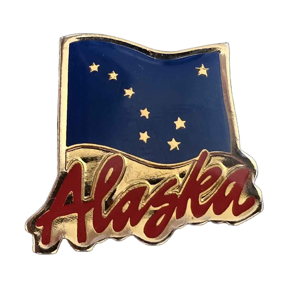 Alaska State Flag And Script Text Enamel Lapel Vest Hat Pin K5